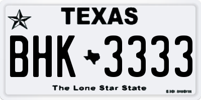 TX license plate BHK3333