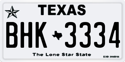 TX license plate BHK3334