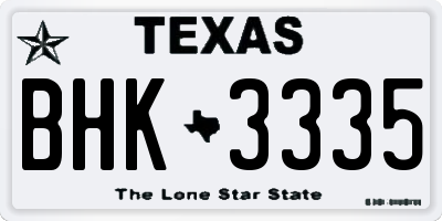 TX license plate BHK3335