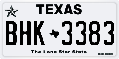 TX license plate BHK3383