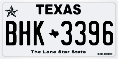 TX license plate BHK3396