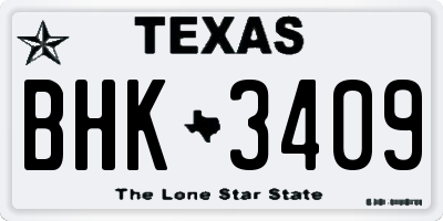 TX license plate BHK3409