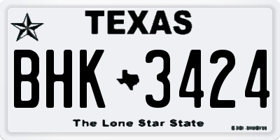 TX license plate BHK3424