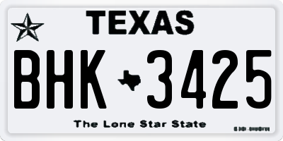TX license plate BHK3425