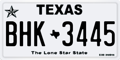 TX license plate BHK3445