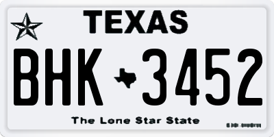 TX license plate BHK3452
