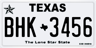 TX license plate BHK3456