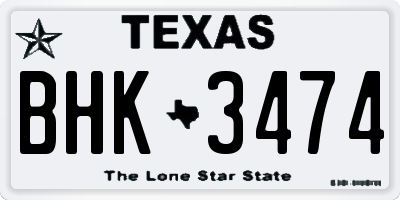 TX license plate BHK3474