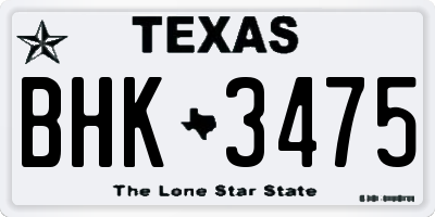 TX license plate BHK3475