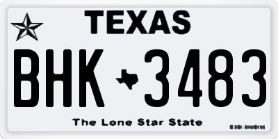 TX license plate BHK3483