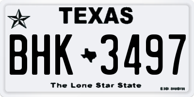 TX license plate BHK3497
