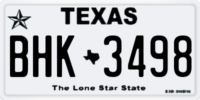 TX license plate BHK3498