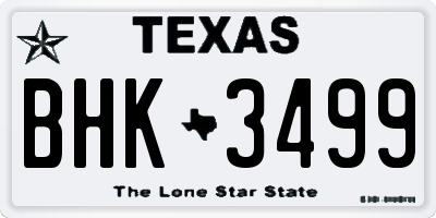 TX license plate BHK3499