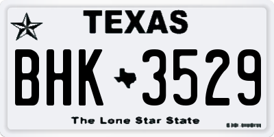 TX license plate BHK3529