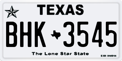 TX license plate BHK3545