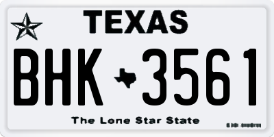 TX license plate BHK3561