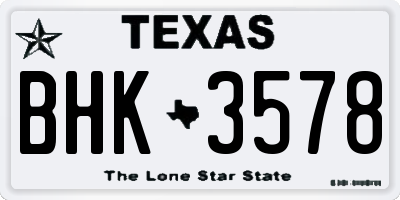 TX license plate BHK3578