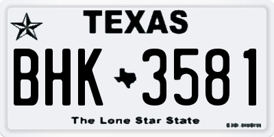 TX license plate BHK3581