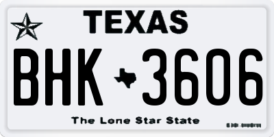 TX license plate BHK3606