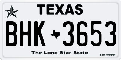 TX license plate BHK3653