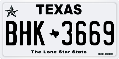 TX license plate BHK3669