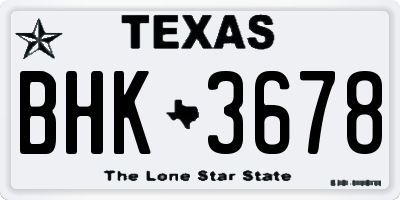 TX license plate BHK3678