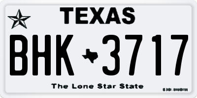 TX license plate BHK3717