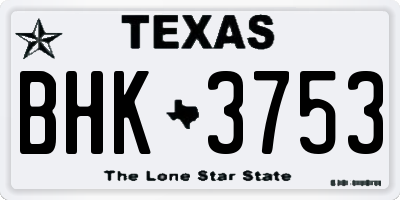 TX license plate BHK3753