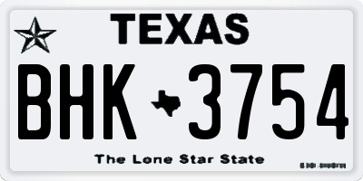 TX license plate BHK3754
