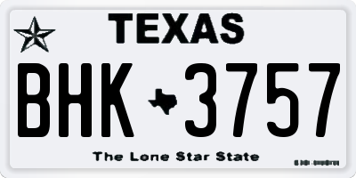 TX license plate BHK3757