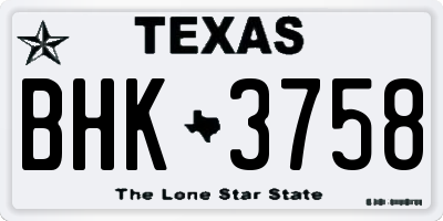 TX license plate BHK3758