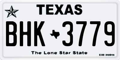 TX license plate BHK3779