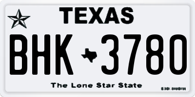 TX license plate BHK3780