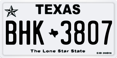 TX license plate BHK3807