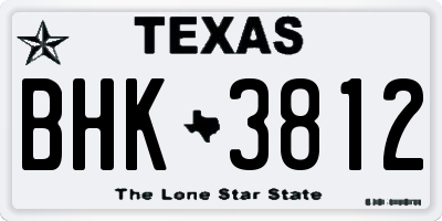 TX license plate BHK3812