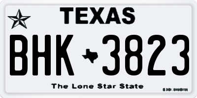 TX license plate BHK3823