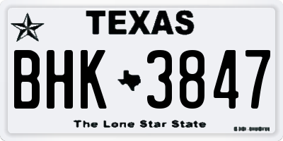 TX license plate BHK3847