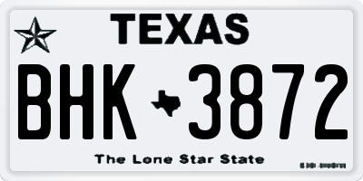 TX license plate BHK3872