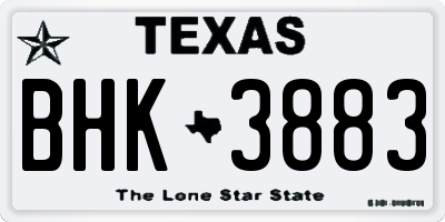 TX license plate BHK3883