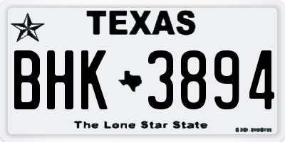 TX license plate BHK3894