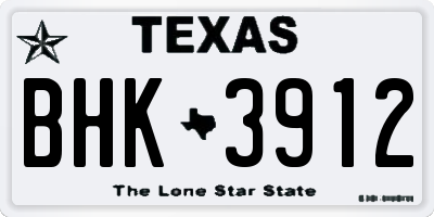TX license plate BHK3912