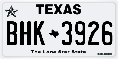 TX license plate BHK3926
