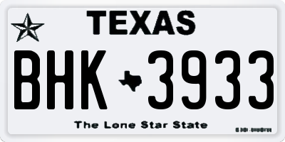 TX license plate BHK3933