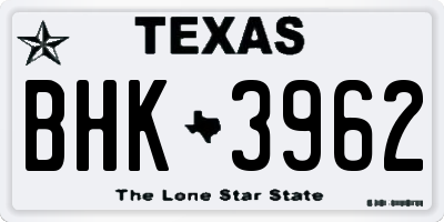 TX license plate BHK3962