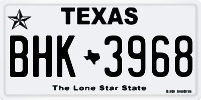 TX license plate BHK3968