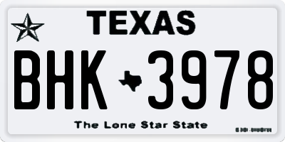 TX license plate BHK3978