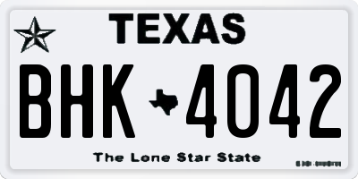 TX license plate BHK4042