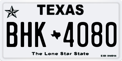 TX license plate BHK4080