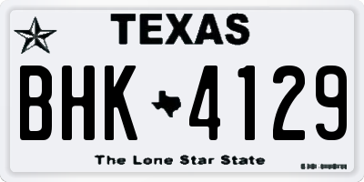 TX license plate BHK4129