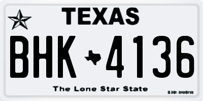 TX license plate BHK4136